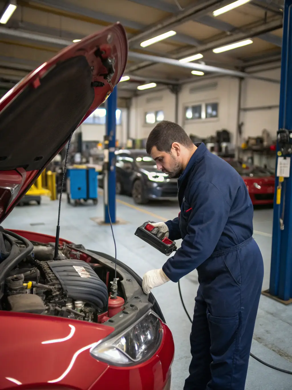 An image of a car undergoing a thorough engine cleaning process, showcasing the removal of dirt and grime for improved engine efficiency.